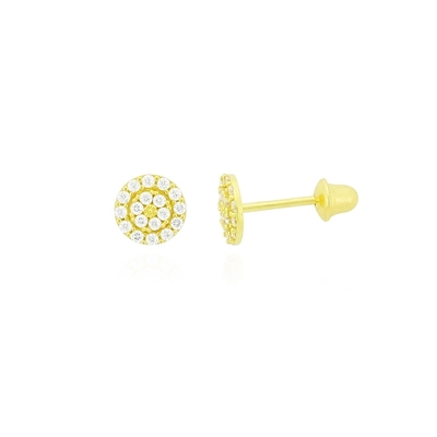Brincos Ouro 18K Redondo Com Pedras
