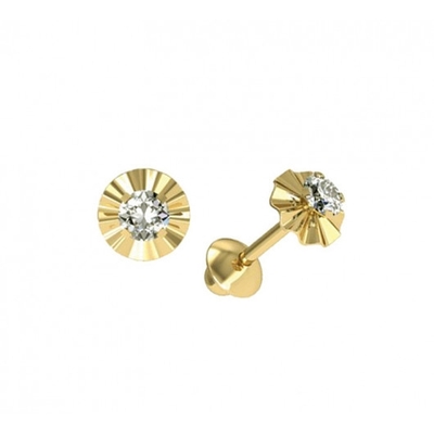 Brincos Ouro 18K Pedra Roseta 2,5 mm