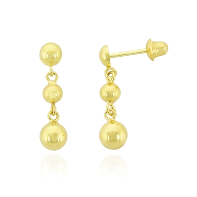 Brincos Ouro 18K Com Bolinhas