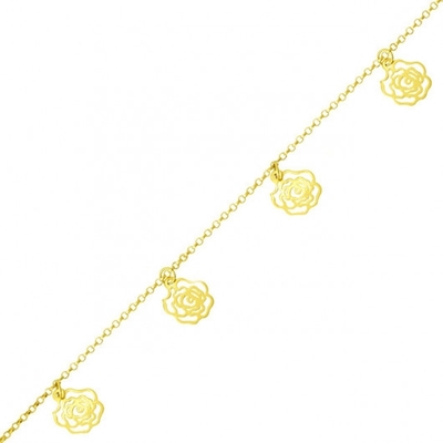 Pulseira com Pingentes Flor Ouro