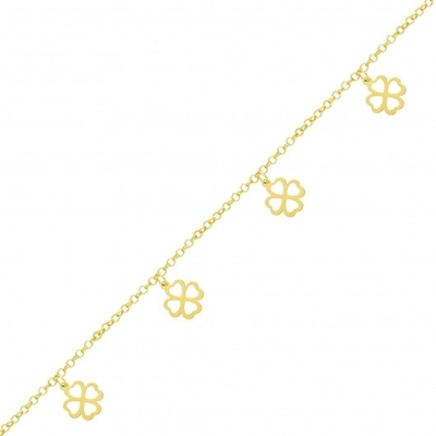 Pulseira com Pingentes Trevo Ouro