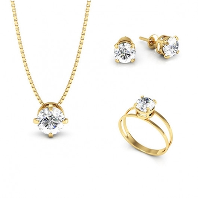 Conjunto Ponto de Luz Ouro 18K