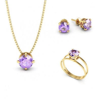 Conjunto Ponto de Luz Ouro 18K