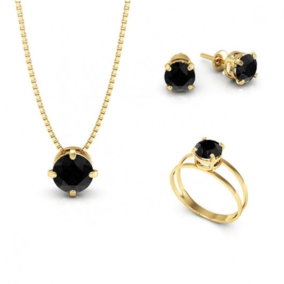 Conjunto Ponto de Luz Ouro 18K