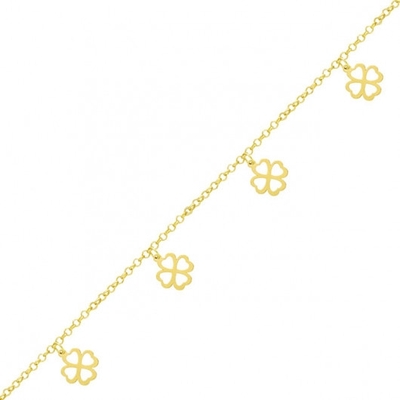 Colar Choker com Pingentes Trevo Ouro