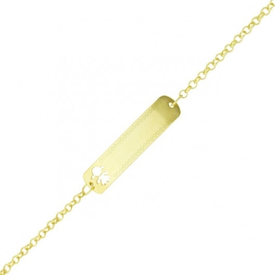 Pulseira Recém Nascido Plaquinha Vazada Menina Ouro 18K