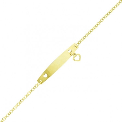 Pulseira Recém Nascido Com Pingente Coração Ouro 18K