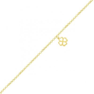 Pulseira Recém-Nascido com Pingente Trevo Ouro