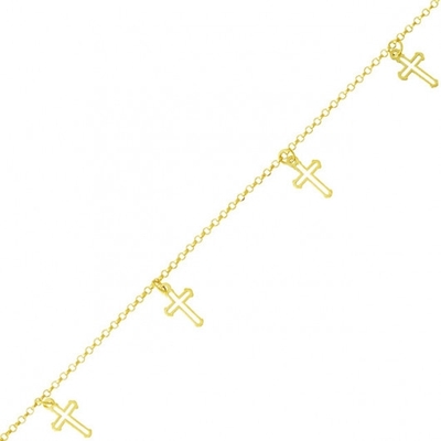 Pulseira com Pingentes Cruz Ouro