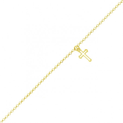 Pulseira Infantil com Pingente Cruz Ouro