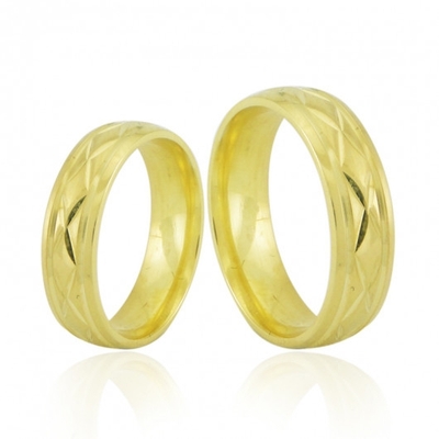 Alianças Bodas De Ouro Polidas 6mm 12g com Detalhes
