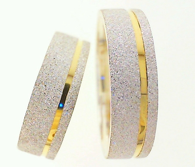 Alianças Namoro Ouro E Prata Diamantadas 6mm 12g