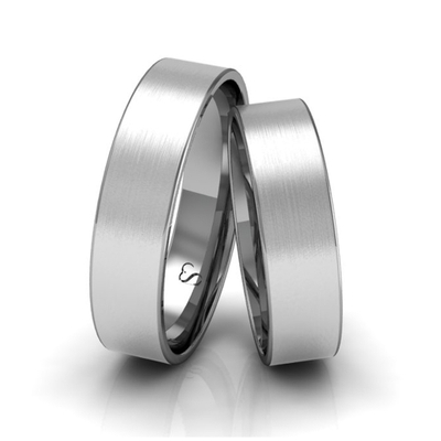 Alianças Casamento Linha Classic Ouro Branco 5mm Quadrada Fosca