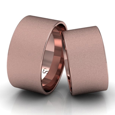 Alianças Casamento Linha Classic Ouro Rosê 10mm Quadrada Diamantada