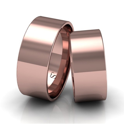 Alianças Casamento Linha Classic Ouro Rosê 8mm Quadrada Diamantada