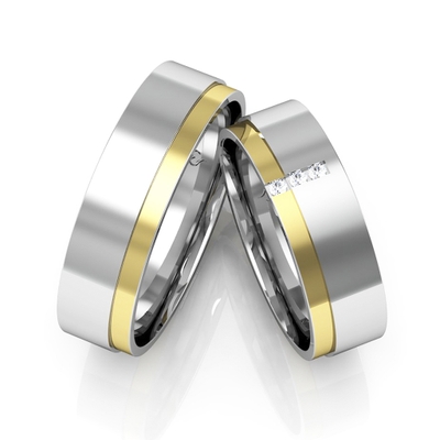 Alianças Compromisso Ouro E Prata Polida E Fosca 6mm 12g