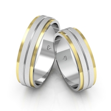 Alianças Namoro Ouro E Prata Polidas e Diamantadas 5,5 mm 12g