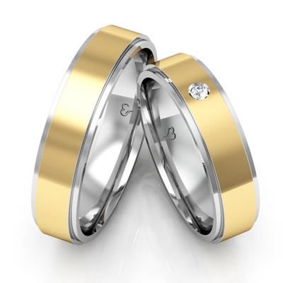 Alianças Namoro Ouro E Prata Polidas E Foscas 6mm 12g