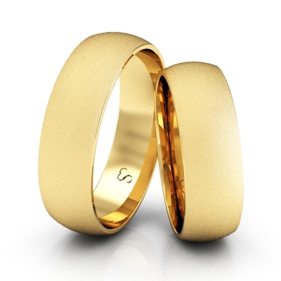 Alianças Casamento Linha Classic Ouro 6mm Abaulada Diamantada