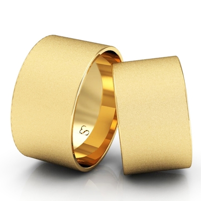 Alianças Casamento Linha Classic Ouro 11mm Quadrada Diamantada