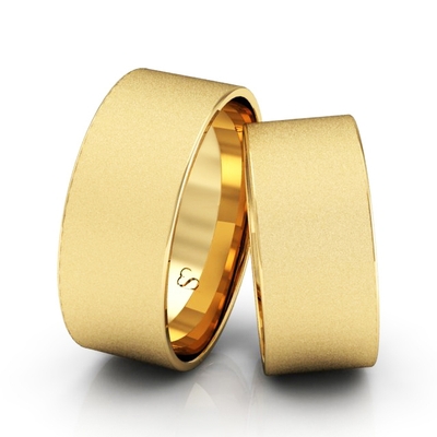 Alianças Casamento Linha Classic Ouro 8mm Quadrada Diamantada