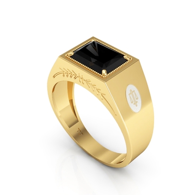 Anel Formatura Masculino Ouro 18K Baguete