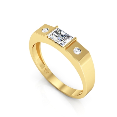 Anel Masculino Ouro 18K Baguete Retangular