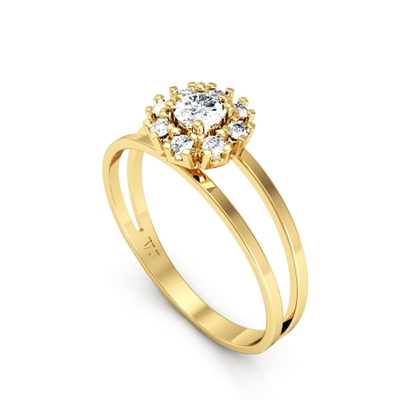 Anel Ouro 18K Aro Duplo Redondo