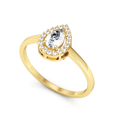 Anel Ouro 18K Gota com Pedras
