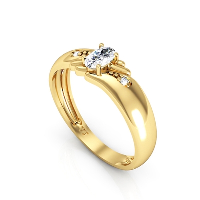 Anel Ouro 18K Oval com Detalhes