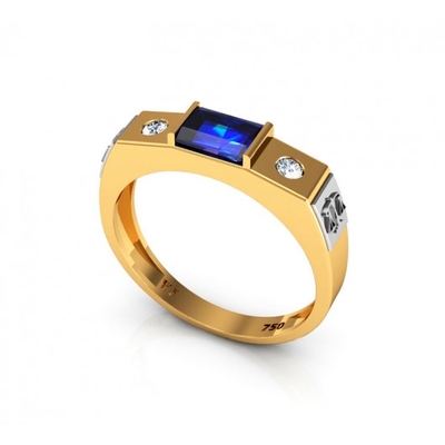 Anel Ouro 18k Formatura Baguete