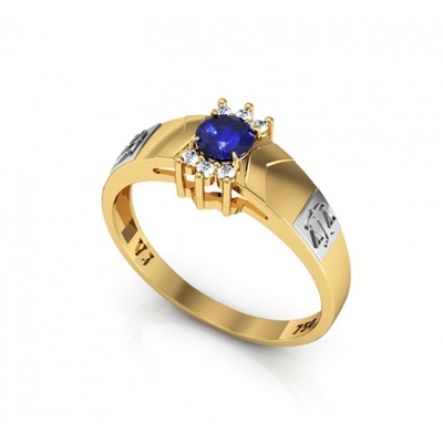 Anel Ouro 18K Formatura Redondo com Detalhes
