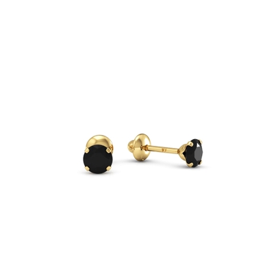 Brinco Pedra Ouro 18K 3mm Preto Ônix