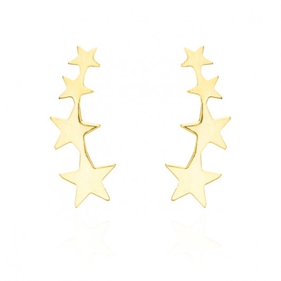 Brinco Ear Cuff Estrelas Ouro 18K