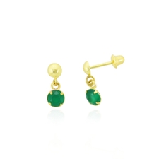 Brincos Ouro 18K Infantil Com Pedra