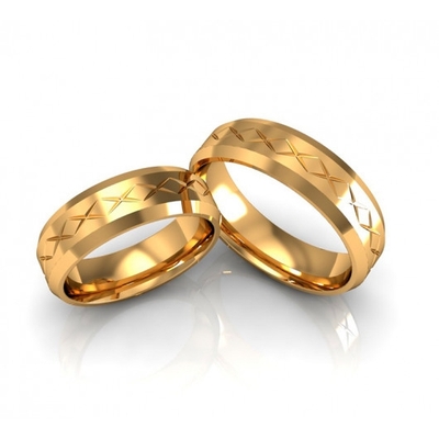 Alianças Casamento Ouro Polidas 5,5mm 9g com Detalhes