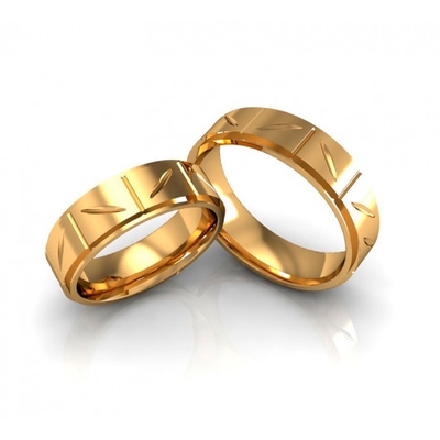 Alianças Casamento Ouro Polidas Laterais Rebaixadas 5mm 8g