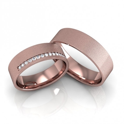 Alianças Casamento Ouro Rosê Diamantadas 6mm 13g