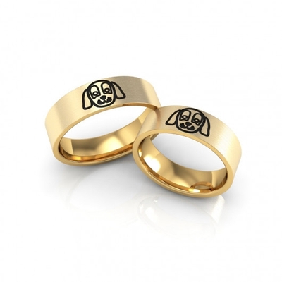Alianças Casamento Quadradas Ouro Foscas Cachorrinho 6mm 14g Aplique em Ródio Negro