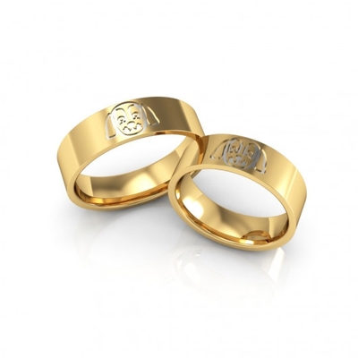 Alianças Casamento Quadradas Ouro Polidas Cachorrinho 6mm 14g Aplique em Ródio