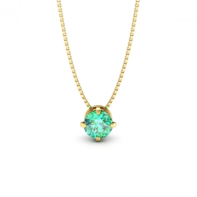 Colar Ouro 18K Ponto de Luz Pedra Verde 45 cm