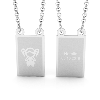 Escapulário Personalizável Nome e Data de Nascimento Menino Prata
