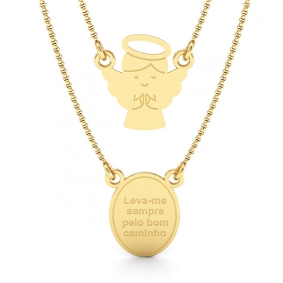 Escapulário Ouro 18K Anjo da Guarda