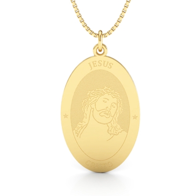 Medalha Jesus Cristo Ouro 18K Grande