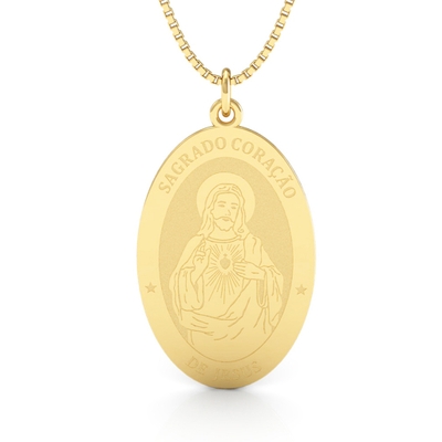 Medalha Sagrado Coração de Jesus Ouro 18K Grande
