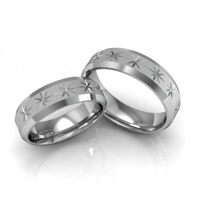 Alianças Namoro Prata Diamantadas 6mm 12g com Desenho