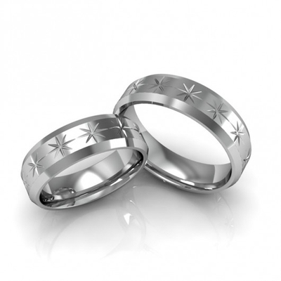 Alianças Namoro Prata Polidas 6mm 12g com Desenho