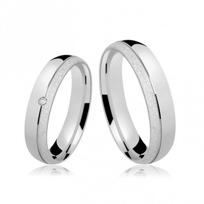 Alianças Namoro Prata Polidas E Diamantadas 6mm 12g