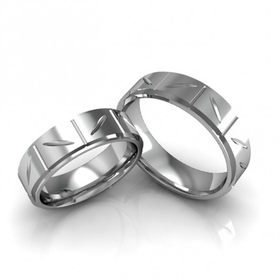 Alianças Namoro Prata Quadrada Polidas 6mm 12g com Desenho
