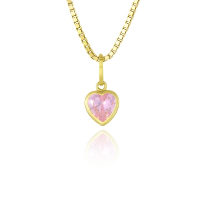 Pingente Ouro 18k Coração Rosa 6mm
